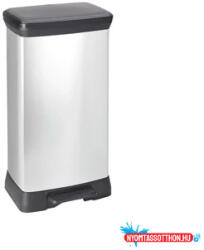 Keter Szemetes kuka pedálos fémhatású műanyag 50 literes Fekete/ezüst Deco Bin_Curver (56358) - nyomtassotthon