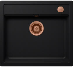 SCHOCK Schock Mono N-100 konyhai mosogatótálca 570 x 510 mm Cristadur Puro, intenzív fekete és szűrőkosár, távműködtető gomb, túlfolyó takaró Réz (SETMN100PUPVCOB)