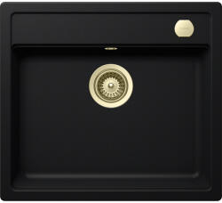 SCHOCK Schock Mono N-100 konyhai mosogatótálca 570 x 510 mm Cristadur Puro, intenzív fekete és szűrőkosár, távműködtető gomb, túlfolyó takaró White Gold (SETMN100PUPVWGO)