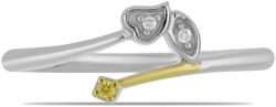  Sárga és Fehér Arannyal Bevont Ezüst Gyűrű Sárga Gyémánttal és Fehér Gyémánttal, Y56131/57
