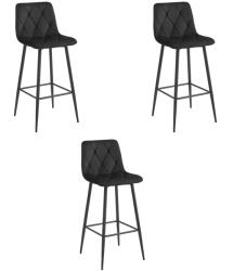  Valora KODA SZÉK, fekete bársony bárszék, fekete lábakkal, 3 db