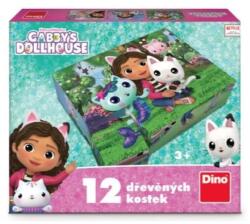 Dino Cuburi de licență din lemn Gabby's Dollhouse - 12 cuburi (DN641488)