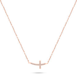 Brilio Silver Bronz nyaklánc cirkónium kövekkel Kereszt NCL57R