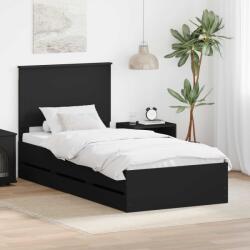 vidaXL Рамка за легло с чекмедже Черно 90 x 200 cm Инженерна дървесина (3409504)