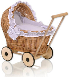  Fonott babakocsi szürke ágyneművel és puha béléssel - natúr - pepita - 36 515 Ft