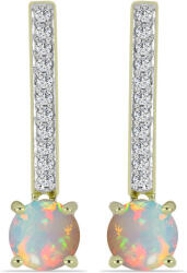  Arannyal Bevont Ezüst Fülbevaló - Etiópiai Opál és Fehér Topáz