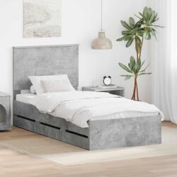 vidaXL Рамка за легло Циментено сиво 90 x 190 cm Инженерна дървесина (3409499)
