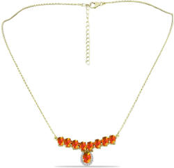  Arannyal Bevont Ezüst Nyaklánc Amerikai Tűzopállal és Fehér Topázzal, Y60111