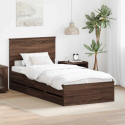 vidaXL Рамка за легло Кафяв дъб 90 x 200 cm Инженерна дървесина (3410748)