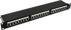 WaliSec patch panel - PP-P6S2401 (24 port, Cat6, 1U, árnyékolt, fekete) (PP-P6S2401) - pcx