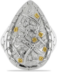  Sárga és Fehér Arannyal Bevont Ezüst Gyűrű Ural Citrinnel, Y56479/57