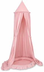  Szett: függő pamut baldachin gyerekszobába és fodros fodros fészek - poros rózsaszín