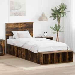 vidaXL Рамка за легло с рафт Димян дъб 90 x 200 cm Инженерна дървесина (3408414)