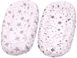 Kidizi Set 2 Huse tip cearceaf cu elastic roata pentru baby nest Kidizi Galaxy Grey Pink, include zona centrala impermeabila (5949551908340)