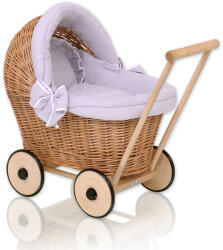  Fonott babakocsi szürke ágyneművel és puha béléssel - natúr - pepita - 37 057 Ft