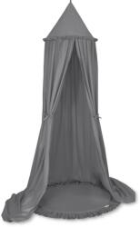  Készlet: függő pamut baldachin gyerekszobába és egy fodros szőnyeg - antracit