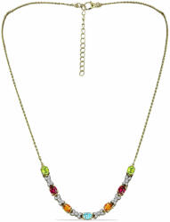  Arannyal Bevont Ezüst Nyaklánc Csakra Tourmalinnal és Fehér Topázzal, Y59659