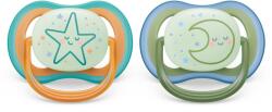 Philips Залъгалки Philips Avent - Ultra Air Night, с декорация Звезда и Луна с кутия за стерилизиране, 18 m+, 2 броя (00A.0517.005)