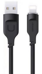 USAMS lithe series adatkábel, usb - lightning, 2.4a, gyorstöltő, 120cm, led jelzés, fekete, kompatibilis: Apple IPAD mini / iPod touch 5 / iPhone 5S (SJ565USB01)