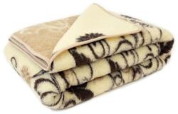 Kampol Merinó gyapjú takaró Kampol SOFIO 150x200 cm, geometrikus minta, bézs, barna motívumokkal (50-000010)