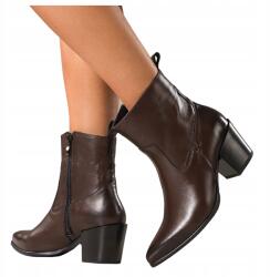 Casu csokoládébarna bőr cowboy csizma, kocka sarokkal, Size 36-41 (7101970000373)