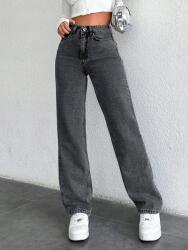 Shein Petite Magas Derekú Farmer Nadrág, Size 34, szürke, 100% pamut