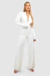 Boohoo Elegáns Fehér Overál, Size 40, elasztán, poliészter