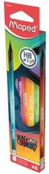 Maped Grafitceruza radírral, HB, háromszögletű, MAPED "Black`Peps Energy", 6 különböző minta (852000) - nyomtassingyen