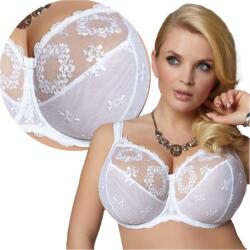 Kris Line Soft Maxi Melltartó, csipkével, 75D, fehér, virágos hímzéssel