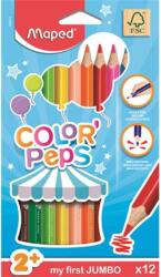 Maped Színes ceruza készlet, háromszögletű, vastag, MAPED "Jumbo", 12 különböző szín (834010FC) - mystock