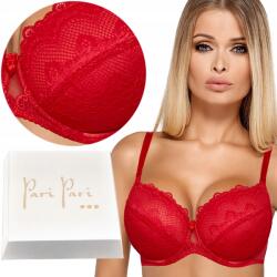 Paripari Push Up melltartó, piros, csipke, Size 65H, lengyel gyártó, kényelmes (5901885634760)