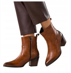 Casu Barna Bőr Női Bokacsizma, cowboy stílusú, Size 38, tömbsarokkal (7101980000387)