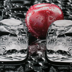  Konyhai hátfal, konyhapanel ütésálló és hőálló ABS anyagból, 295x60 cm - fotó minőségű, UV nyomtatott - Cseresznye és jég (TP10025528)