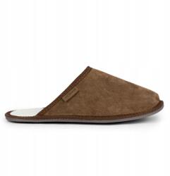 IRE SHOES IRESHOES Férfi bőr papucs, 40-46, marhabőr, csúszásgátló talp (Kapcie męskie letnie brązowe patofle)