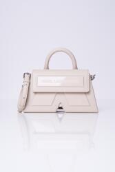 KARL LAGERFELD Icon K Cb Leather krémszínű kézitáska, bőr, 25×15×7cm, ezüst kiegészítők (240W3190 A160)