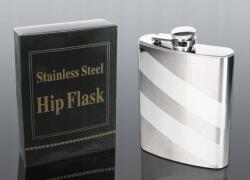 Gentelo Csípő Lombik rozsdamentes acélból, 240ml, ezüst, csíkok, minden férfi számára (6-3112)