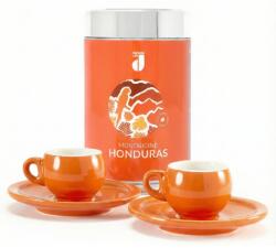Danesi Duo Plus szett Narancssárga Honduras Őrölt - Sötét Kazettás Őrölt Kávé 250 g + 2 csésze és 2 csészealj - narancssárga