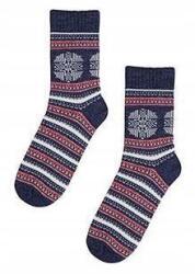 Wola Mintás Karácsonyi gyapjú zokni, kék, uni méret