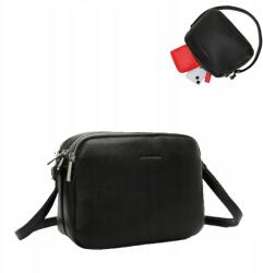 Luigisanto Női válltáska, sötét fekete bőr, ökológiai, Luigisanto (klasyczna modna ekologiczna duża mała ciemna)