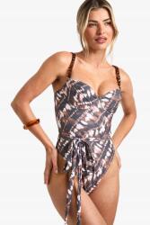 Boohoo Mintás Varrott Fürdőruha, Size 44, többszínű