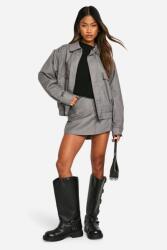 Boohoo XC21210 Boohoo Szürke Mini Szoknya Magas Derekú (46) L