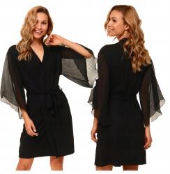 Doctor Nap Klasszikus fürdőköpeny, bambusz, fodros ujjú, fekete, Size L, 94% bambusz