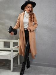 Shein LC22210 Shein Vékony Bézs Térdig Érő Kabát Övvel Kötve (46) S