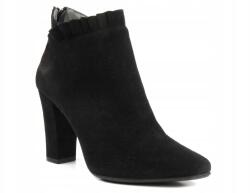 Kati Női Bakancs, fekete bőr, Size 36-41, velúr, cipzár (8022 CZARNY)