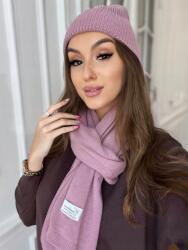  Kasmír rózsaszín szett, sapka, sál, 50% kasmír, 50% gyapjú