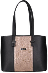 Karen rostbőr táska 1432-2 fekete bronz virág