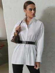 Shein Hosszú Elegáns Fehér Csíkos Ing, Size S, 36-os