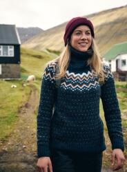 Fjallraven Övik Knit Roller Neck Női Pulóver - navy-dark navy - L