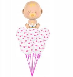  Kislány léggömb csokor, 1 fólia lufi, 6 latex lufi, súlyok