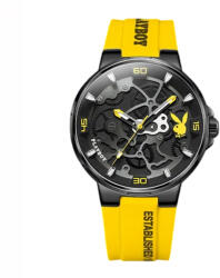 Playboy Ceas Barbati Playboy 3052 Negru-Galben , Design Luxury, Functii Multiple, AfiE aj Luminos, Rezistent la Apa 3ATM Ceas